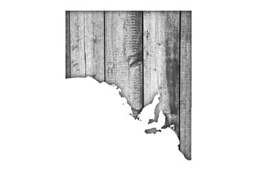 Karte von South Australia auf verwittertem Holz