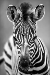 Fototapeta na wymiar Portrait of a baby zebra (Equus burchelli) in the Kruger National Park