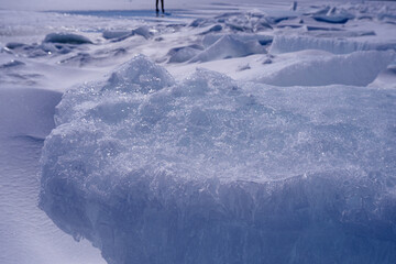Fototapeta na wymiar Landscape with snow. Winter on the lake Baikal