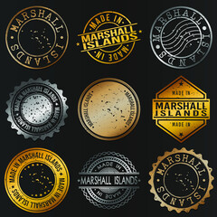 Marshall Islands Business Metal Stamps. Gold Made In Product Seal. National Logo Icon. Symbol Design Insignia Country.