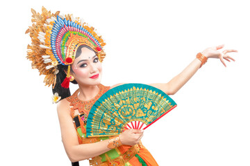 Asian woman dancing Balinese traditional dance