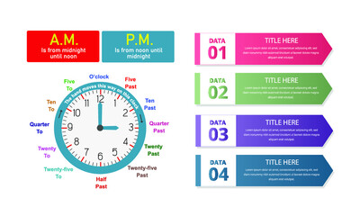 Clock Educational Infographic Template Flat Design