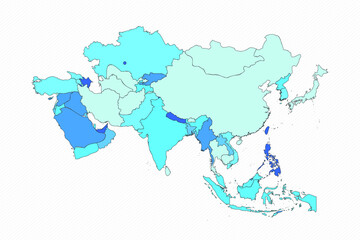 Asia Divided Map With Countries