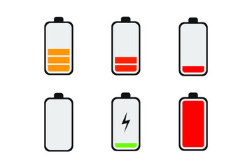 Low Phone Battery Icons Set Illustration