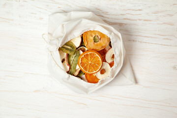 bag with fruit chips