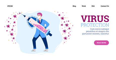 Doctor hold syringe with injection of vaccine for protection from coronavirus.