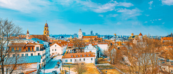 View of Vilnius from the hill of Three Crosses point of view to the  Vilnius City.