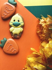 Funny Easter chick in face protective mask 