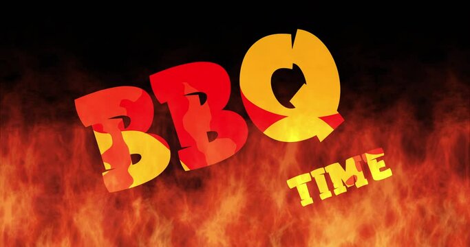 animated logo color change lettering barbecue on fire