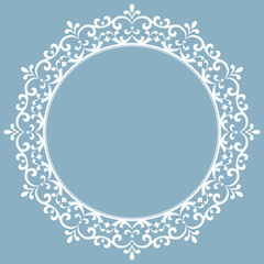 Decorative frame Elegant vector element for design in Eastern style, place for text. Floral blue border. Lace illustration for invitations and greeting cards