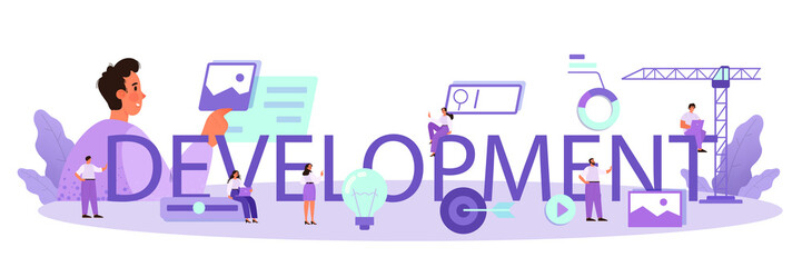 Development typographic header. Presenting content on web pages.