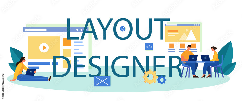 Poster layout designer typographic header. web development, mobile app