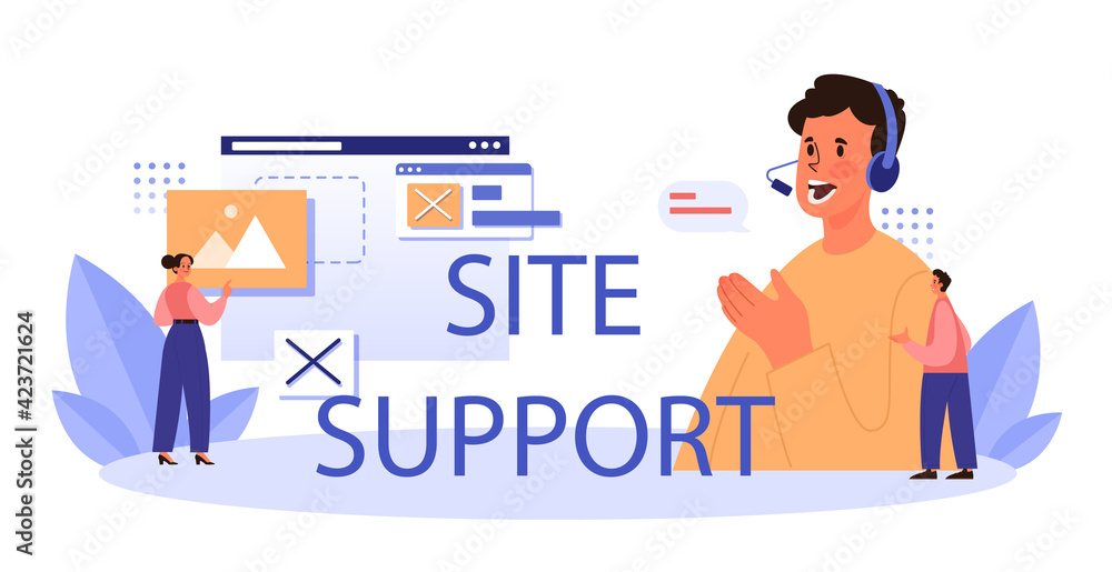 Poster website technical support typographic header. idea of web page diagnostic