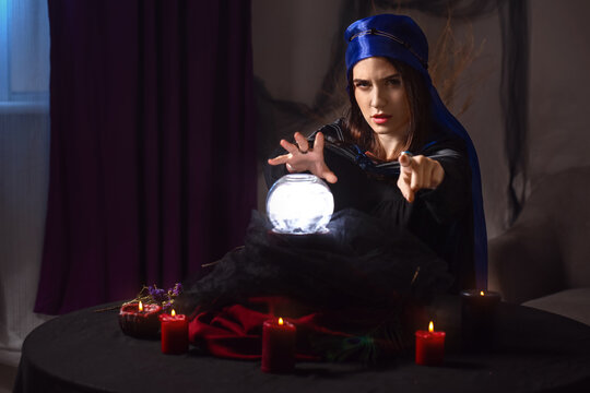 Female fortune teller reading future