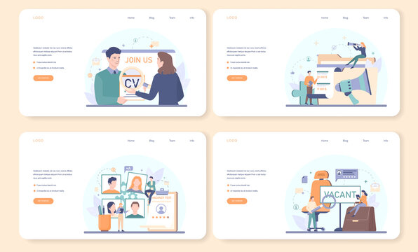 Human Resources Specialist Web Banner Or Landing Page Set. Idea Of Recruitment