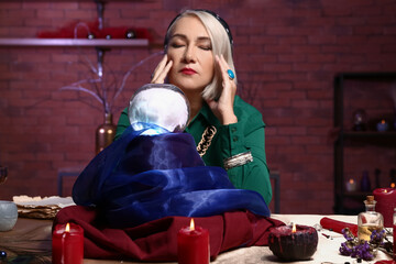 Female fortune teller reading future
