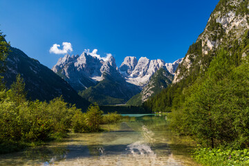 Naklejka na ściany i meble Lago di Landro (Dürrensee), South Tyrol, Italy