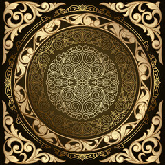 Golden ornate decorative vintage design card