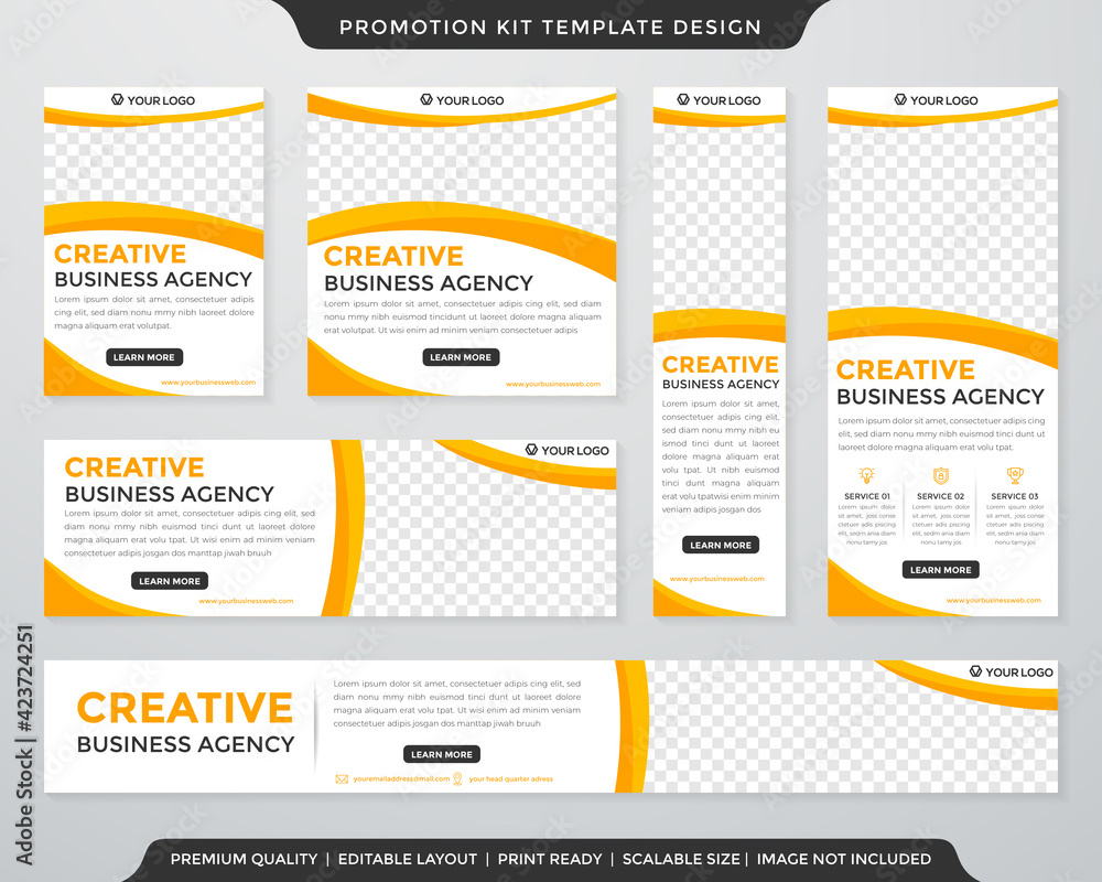 Poster multipurpose promotion kit template design with modern style and concept use for business display ad