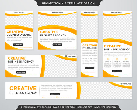 multipurpose promotion kit template design with modern style and concept use for business display ads and publication