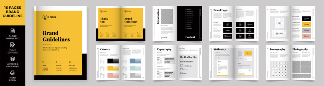 Brand Manual Template, Simple style and modern layout Brand Style , Brand Book, Brand Identity, Brand Guideline, Guide Book	