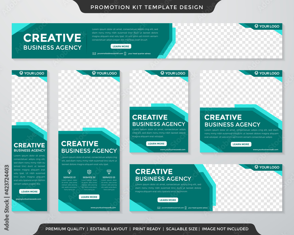 Poster multipurpose promotion kit template design with modern style and concept use for business display ad