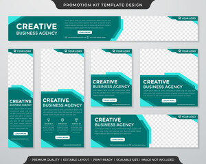 multipurpose promotion kit template design with modern style and concept use for business display ads and publication