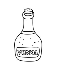 A bottle of Vodka, hand drawn doodle of a bottle of Vodka.