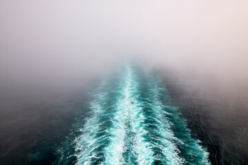 fog and sea mist on the water while cruising