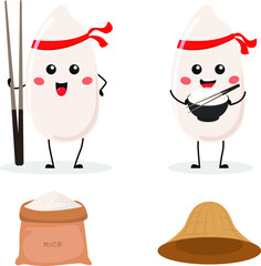 Rice character design, funny cartoon character