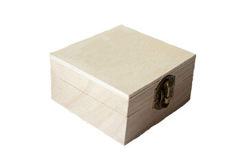 A small wooden box with no pattern on a white background.