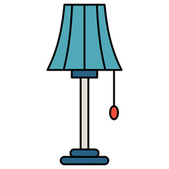 Floor Lamp for Living Room with button Concept, Thickened Tall Pole Vector color line Icon Design, Interior design Symbol, Home Office decoration Sign, Residential and Commercial Decor Element stock