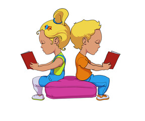 Fototapeta na wymiar Deux enfants qui lisent