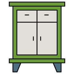 Standing 2 Door Cabinet with Shelves Concept Vector color line Icon Design, Interior design Symbol, Home Office decoration Sign, Residential and Commercial Decor Elements stock illustration