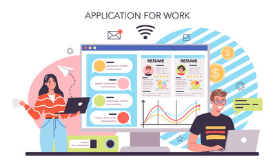 Human resources online service or platform. Idea of recruitment