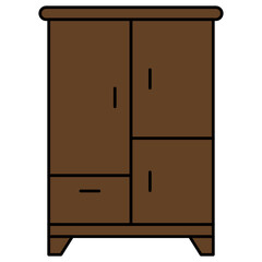Wooden Dressing Cupboard Concept, compact living furniture Vector color line Icon Design, Interior design Symbol, Home Office decoration Sign, Residential and Commercial Decor stock illustration