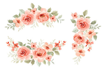 Beautiful floral bouquet collection with watercolor