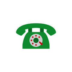 landline telephone, rotary phone icon in color icon, isolated on white background 