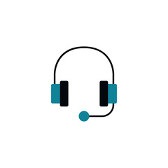 headphones icon in color icon, isolated on white background 