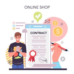 Deal online service or platform. Official contract and business handshake