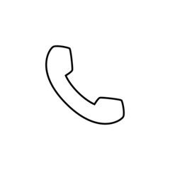 Phone call icon in flat black line style, isolated on white 