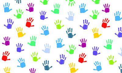 Colorful Hand Print Silhouette Background