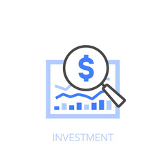 Investment symbol with a graph and a magnifier. Easy to use for your website or presentation.