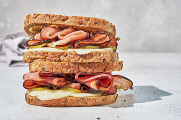 grilled cheese and meat sandwich