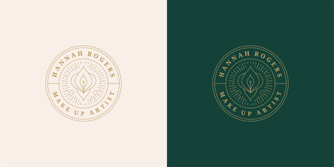 Beautiful flower orchid logo template linear vector illustration