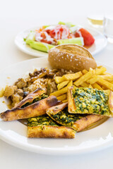 Turkish Pide with Spinach and Cheese .Traditional Turkish Food