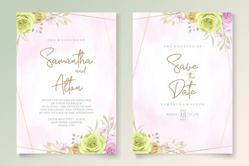 Beautiful floral wedding invitation concept