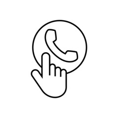 Call us icon in flat black line style, isolated on white background 