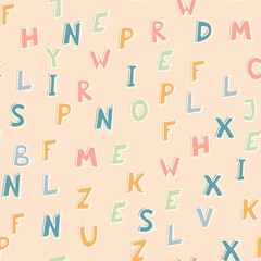 Vector illustration. Seamless pattern of colorful English letters