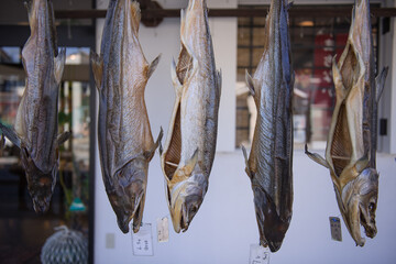 Dried salmon on a store stall 2